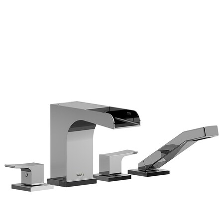 Riobel 4-Piece Deck-Mount Open Spout Tub Filler With Hand Shower ZOOP12C